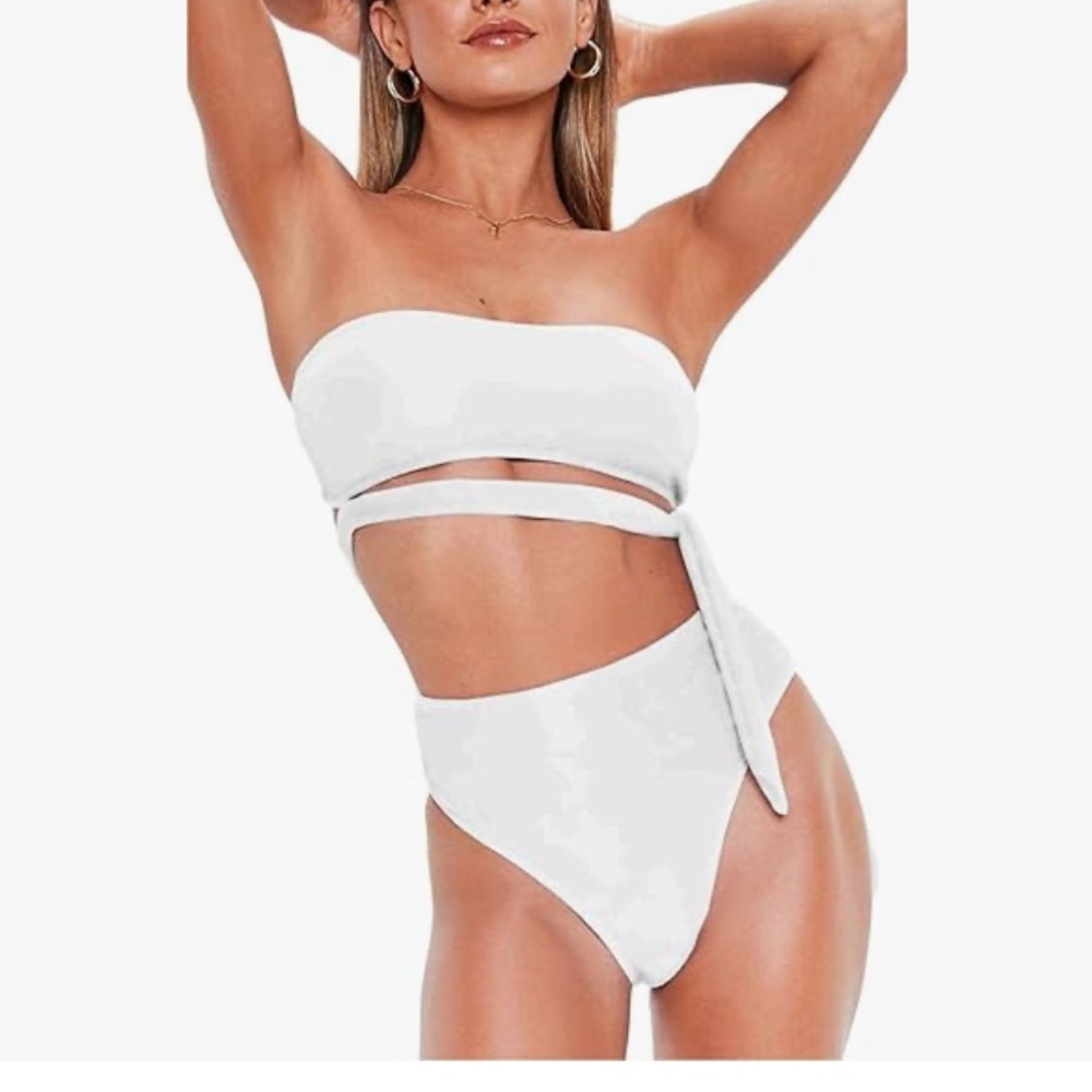 White Strapless Bikini Set